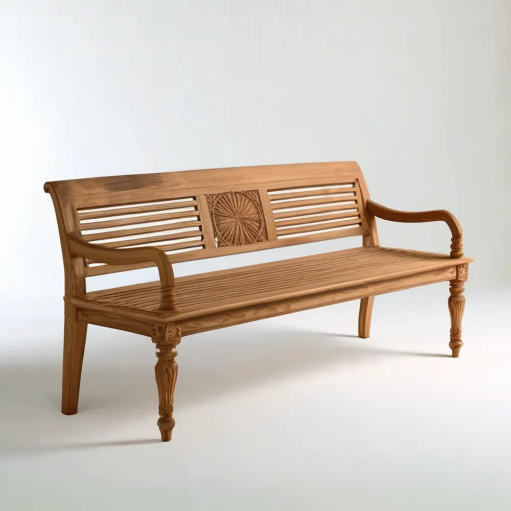 Trzyosobowa ławka z litego drewna tekowego brązowa 180 x 65 x 95 cm
